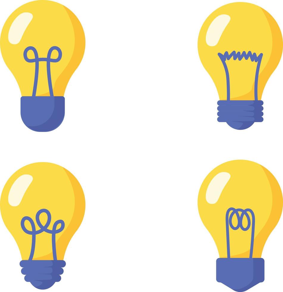 conjunto de iconos de bombilla. lámpara eléctrica de iluminación. símbolo de idea creativa, ilustración de stock de concepto de pensamiento vector