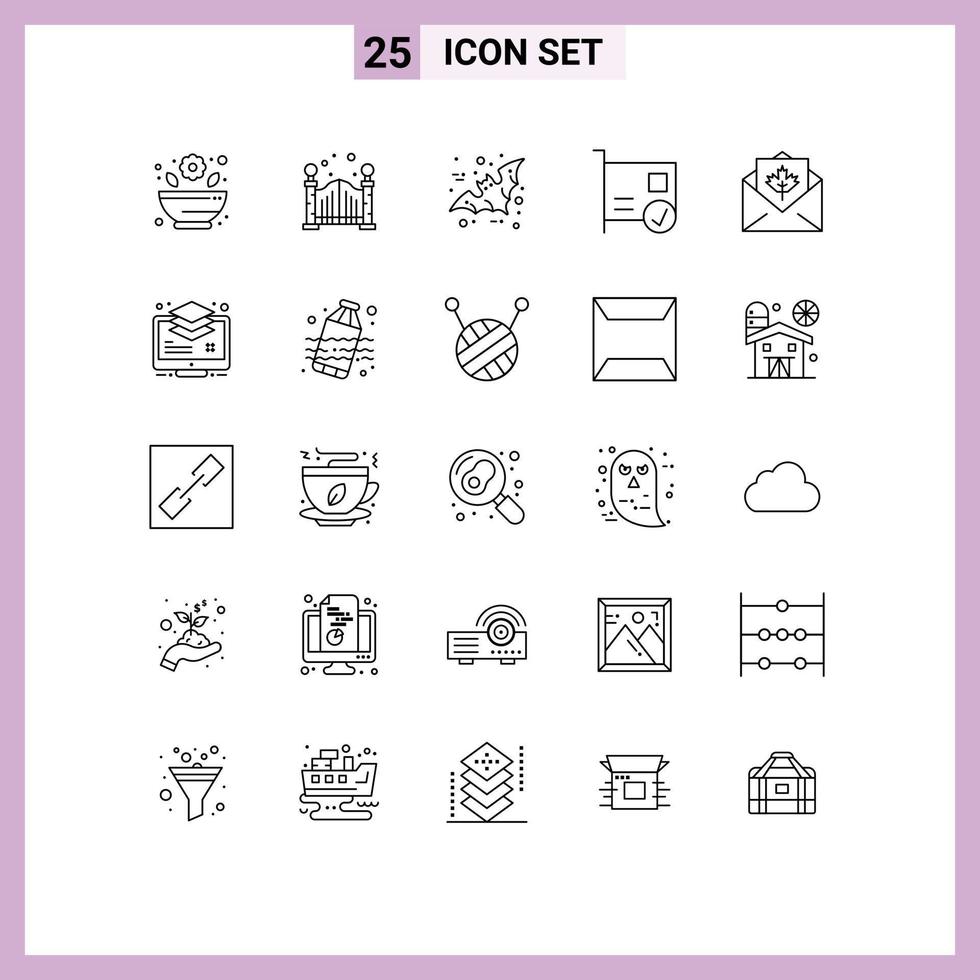 Universal Icon Symbols Group of 25 Modern Lines of greetings card halloween hardware connected Editable Vector Design Elements