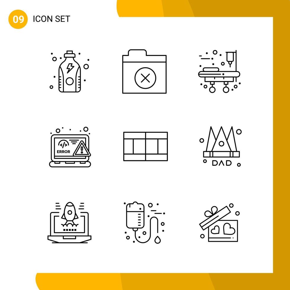 9 Icon Set. Line Style Icon Pack. Outline Symbols isolated on White Backgound for Responsive Website Designing. vector