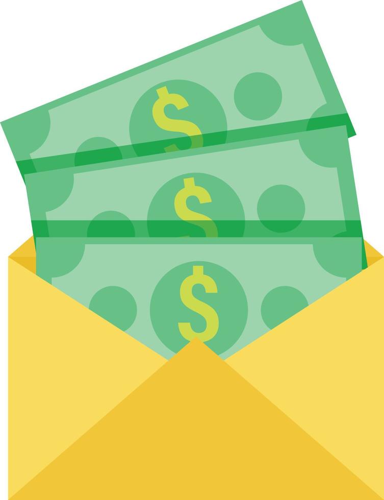 vector illustration of money dollar bills in an open envelope