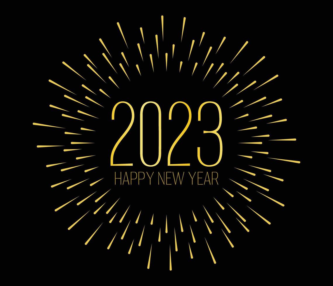 Happy new year 2023 background with elegant golden fireworks. Suitable for greeting cards, banner, invitations vector
