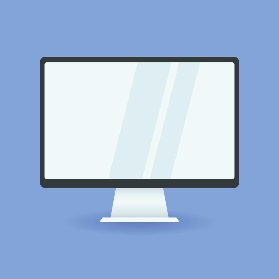 Personal Computer screen with browser window in trendy flat style isolated on blue background with shadow. vector
