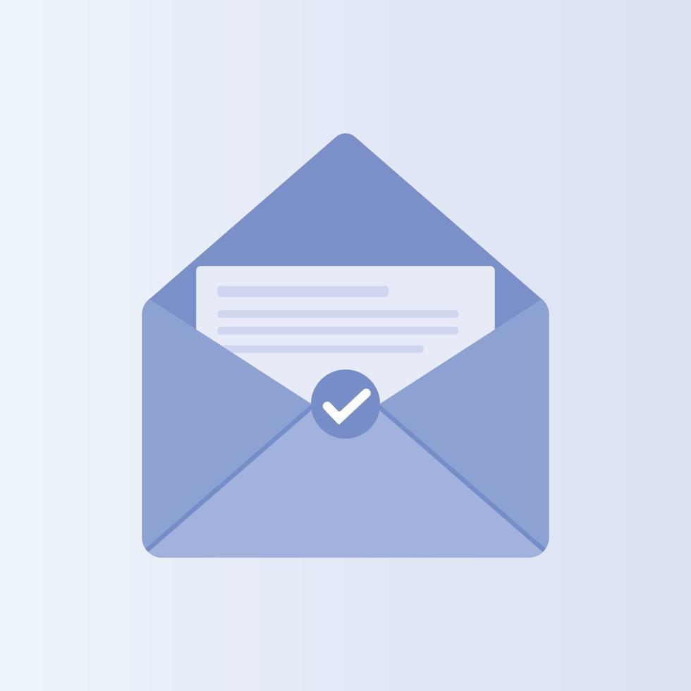 Email envelope with open blank. Isolated on blue background. Illustration for email newsletters and the web vector