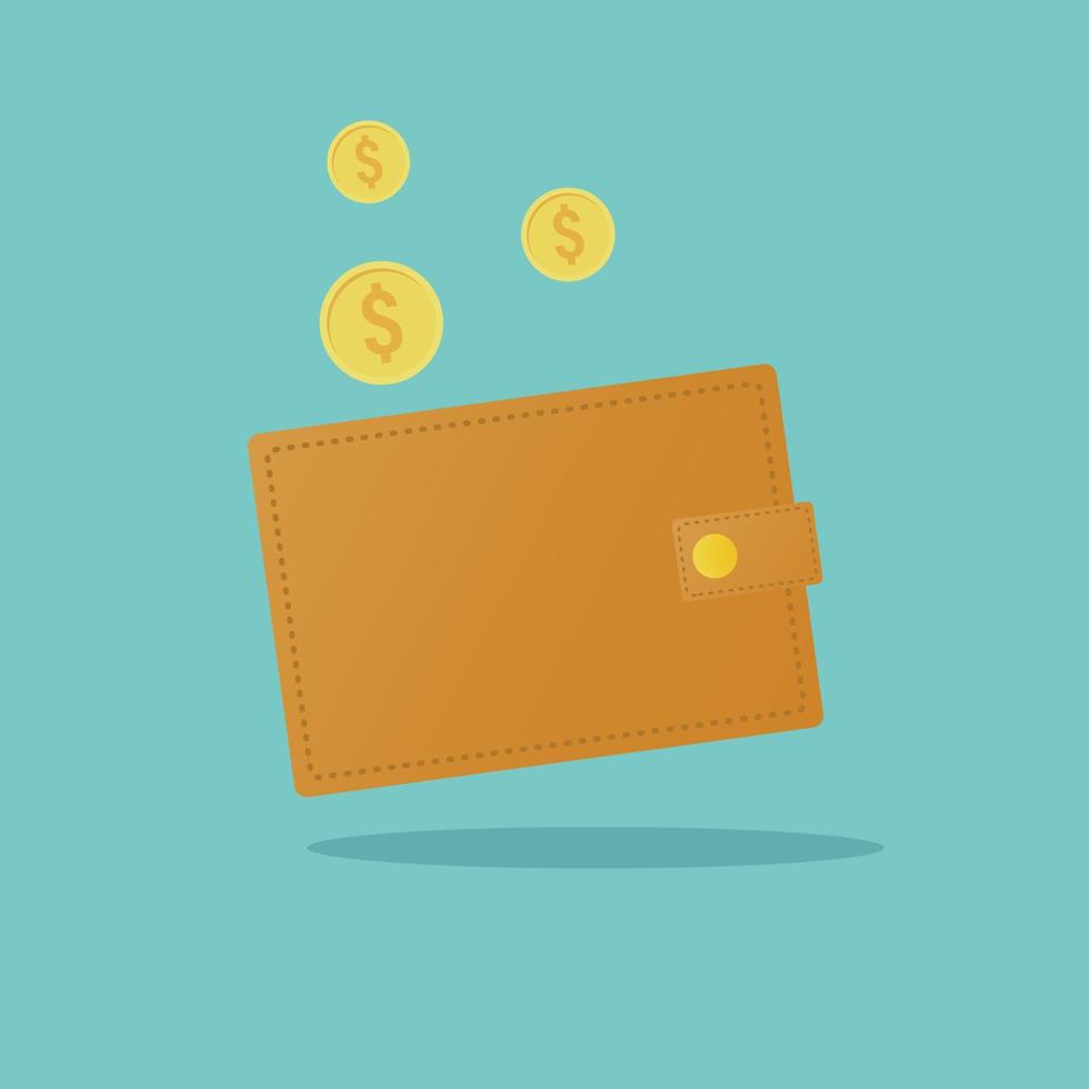 wallet and stack money vector illustration, banknote sign earning and prosperity symbol
