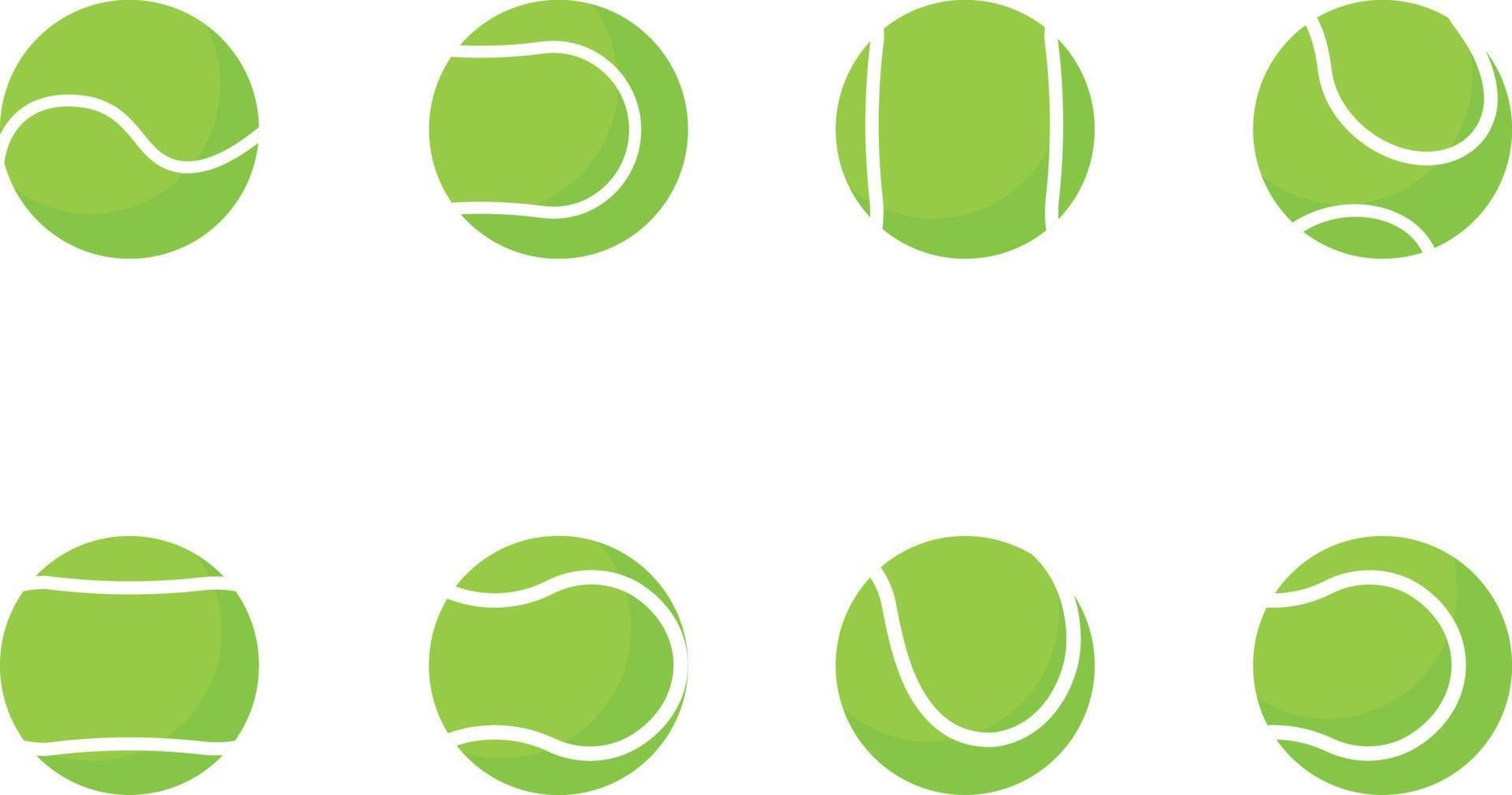 colección de pelota de tenis verde vectorial. pelota de tenis, conjunto, aislado, blanco, plano de fondo vector