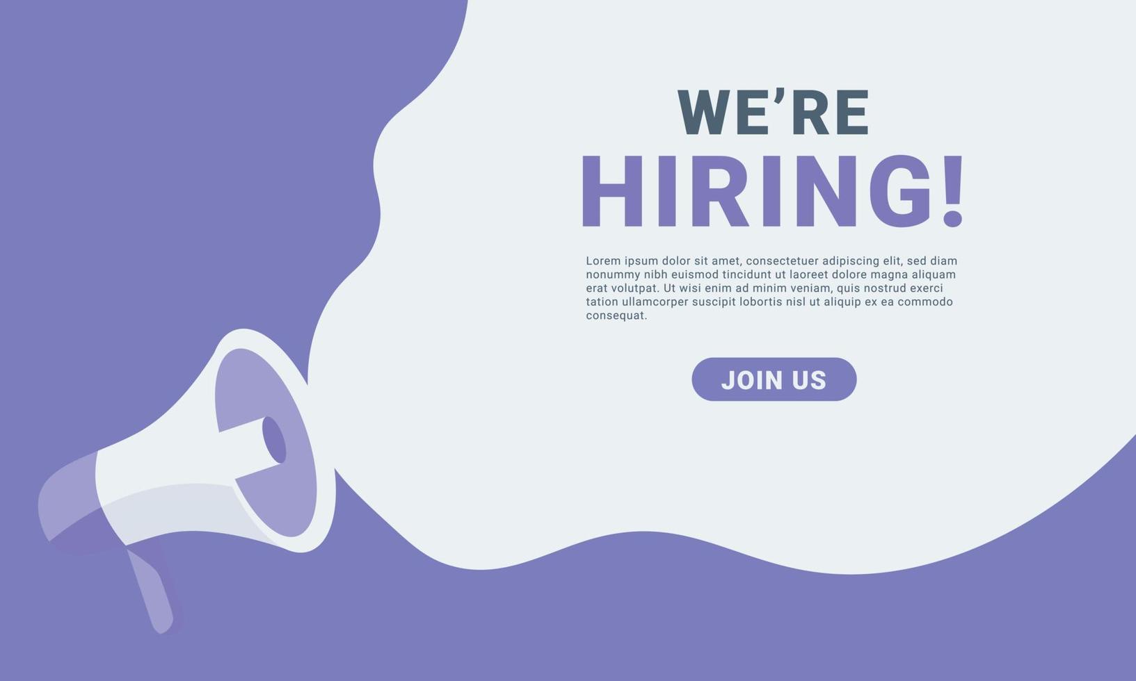 We are hiring banner advertising sign with megaphone. Vector illustration