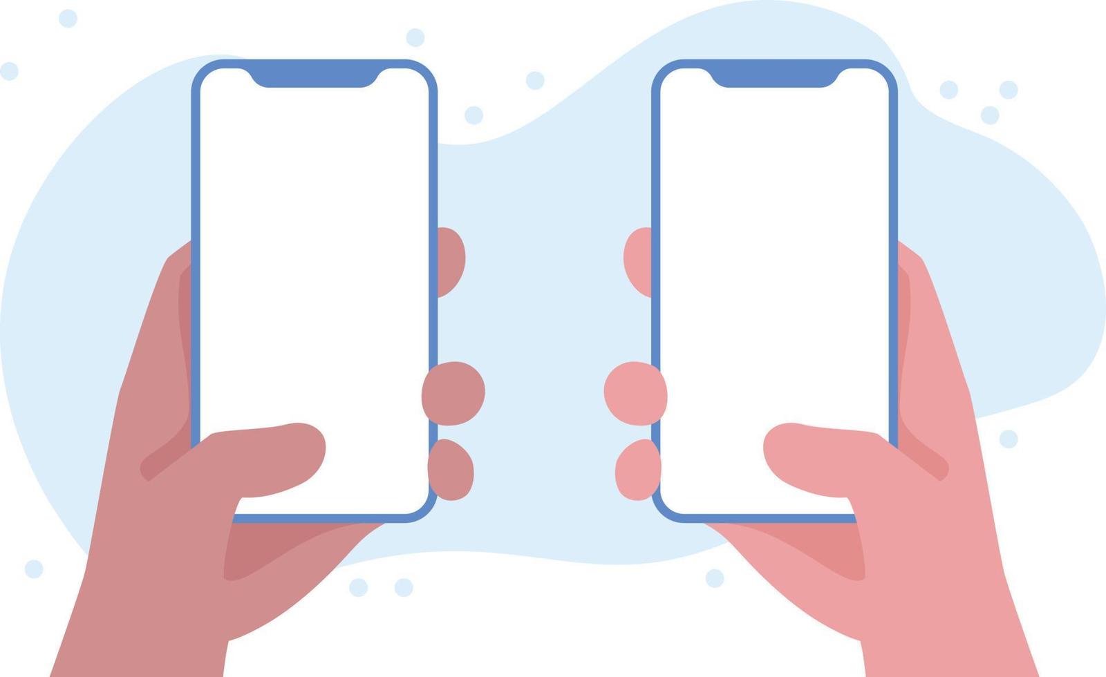 Set of hand holding tablet with blank screen vector illustration. tab with empty screen, mockup, app interface design elements