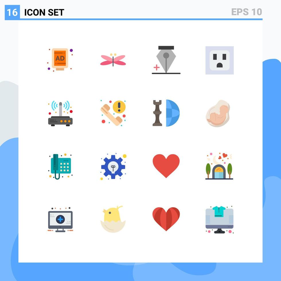 conjunto de 16 iconos de interfaz de usuario modernos signos de símbolos para wifi inalámbrico agregar socket de enrutador paquete editable de elementos de diseño de vectores creativos