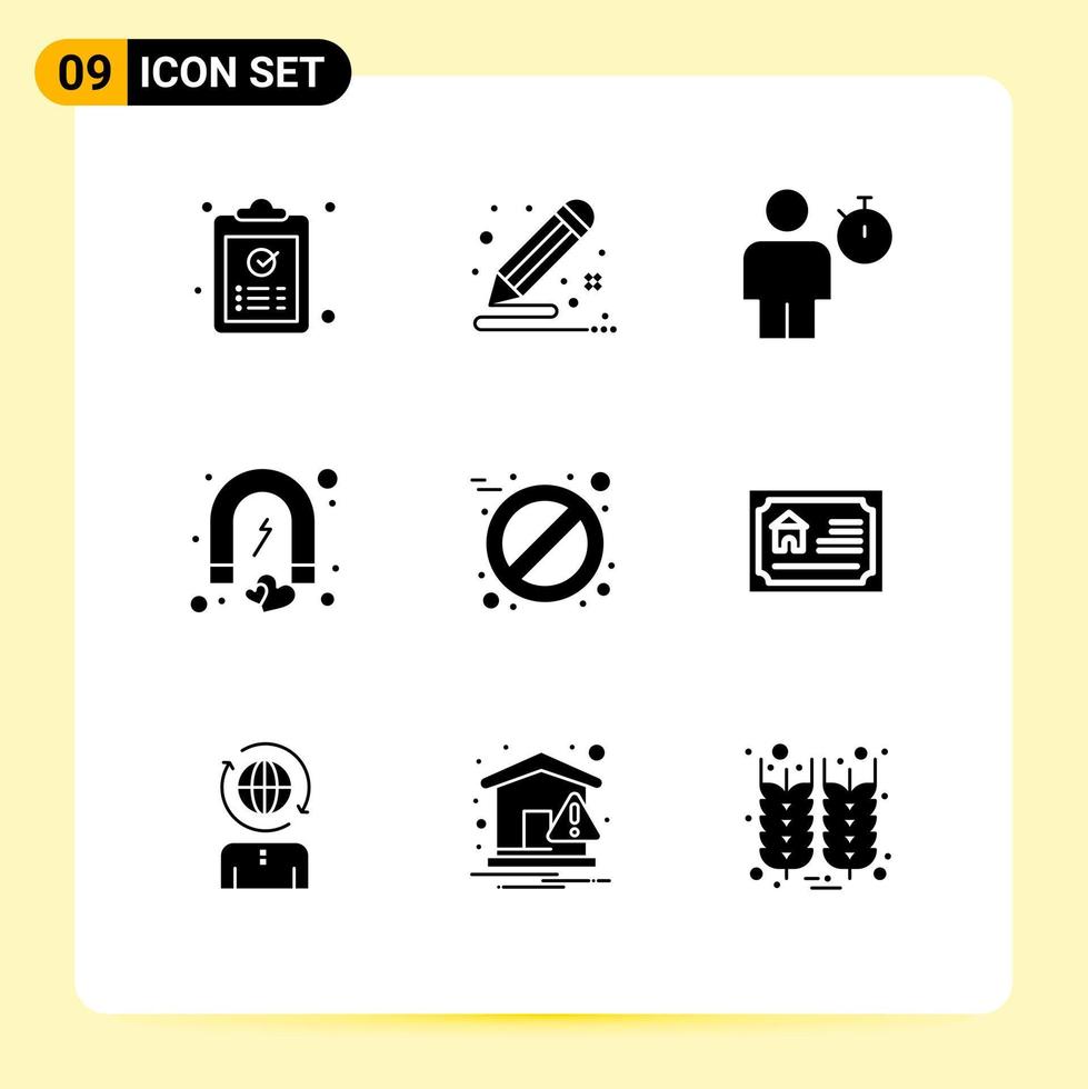 9 Creative Icons Modern Signs and Symbols of love attract draw timer human Editable Vector Design Elements