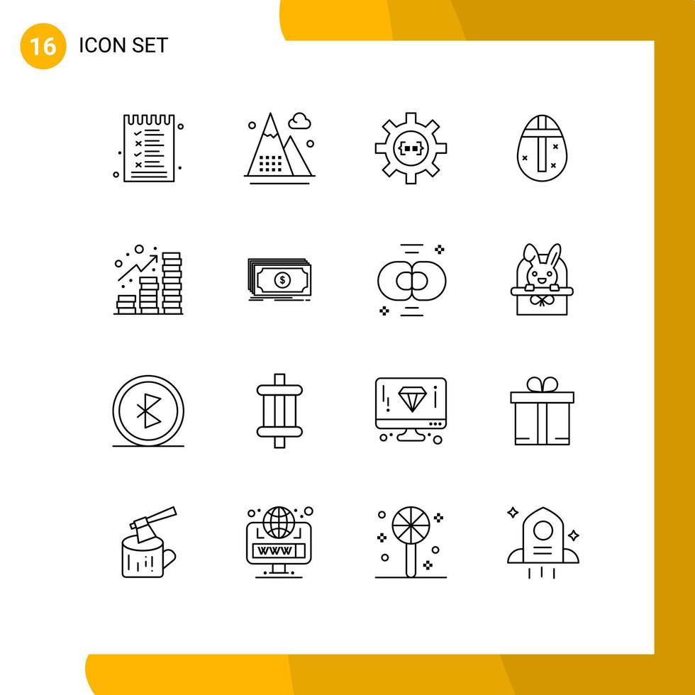 16 Universal Outlines Set for Web and Mobile Applications holidays egg nature easter egg development Editable Vector Design Elements