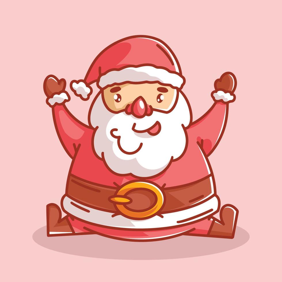 Cute Santa is sitting and laughing vector
