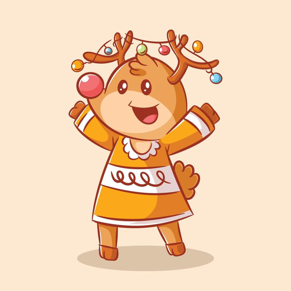 Cute deer smiling and wearing warm clothes vector