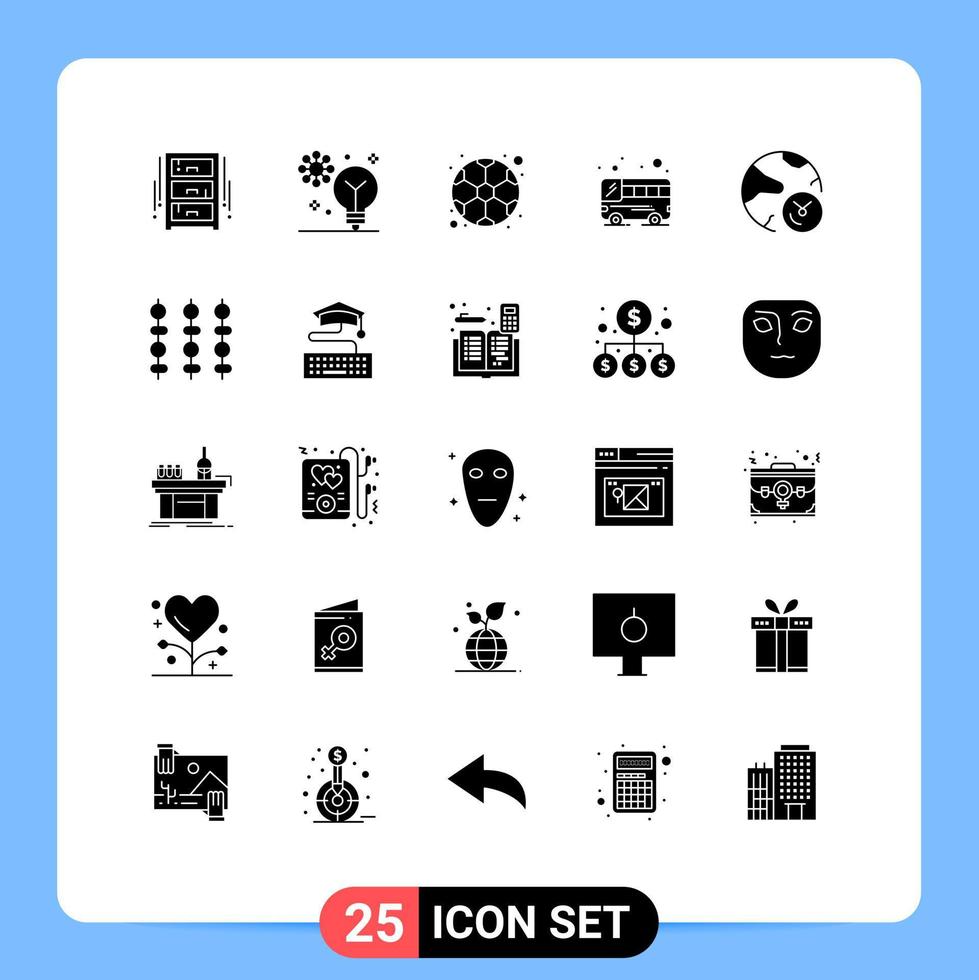 25 Creative Icons Modern Signs and Symbols of analysis public intelligence bus soccer Editable Vector Design Elements