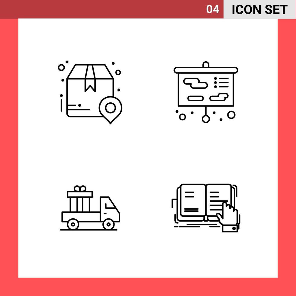 4 Icon Pack Line Style Outline Symbols on White Background. Simple Signs for general designing. vector