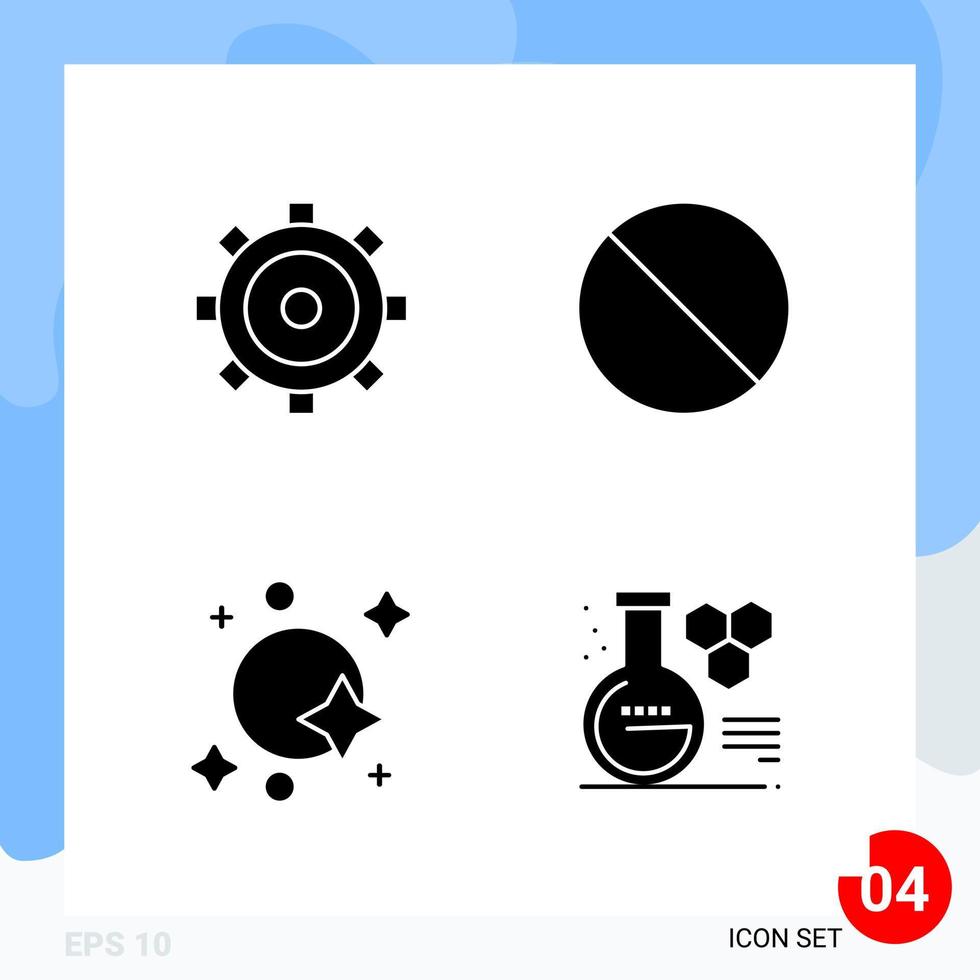 Modern Pack of 4 Icons. Solid Glyph Symbols isolated on White Backgound for Website designing vector