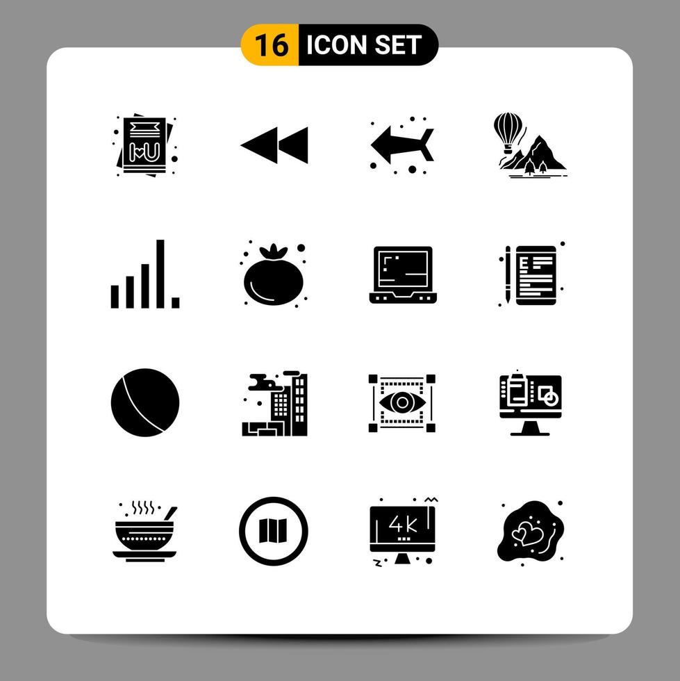 16 Creative Icons Modern Signs and Symbols of tomato signal explore phone balloons Editable Vector Design Elements