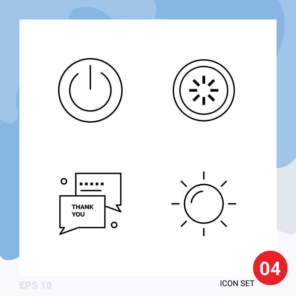 Set of 4 Vector Filledline Flat Colors on Grid for basic loading power communication you Editable Vector Design Elements