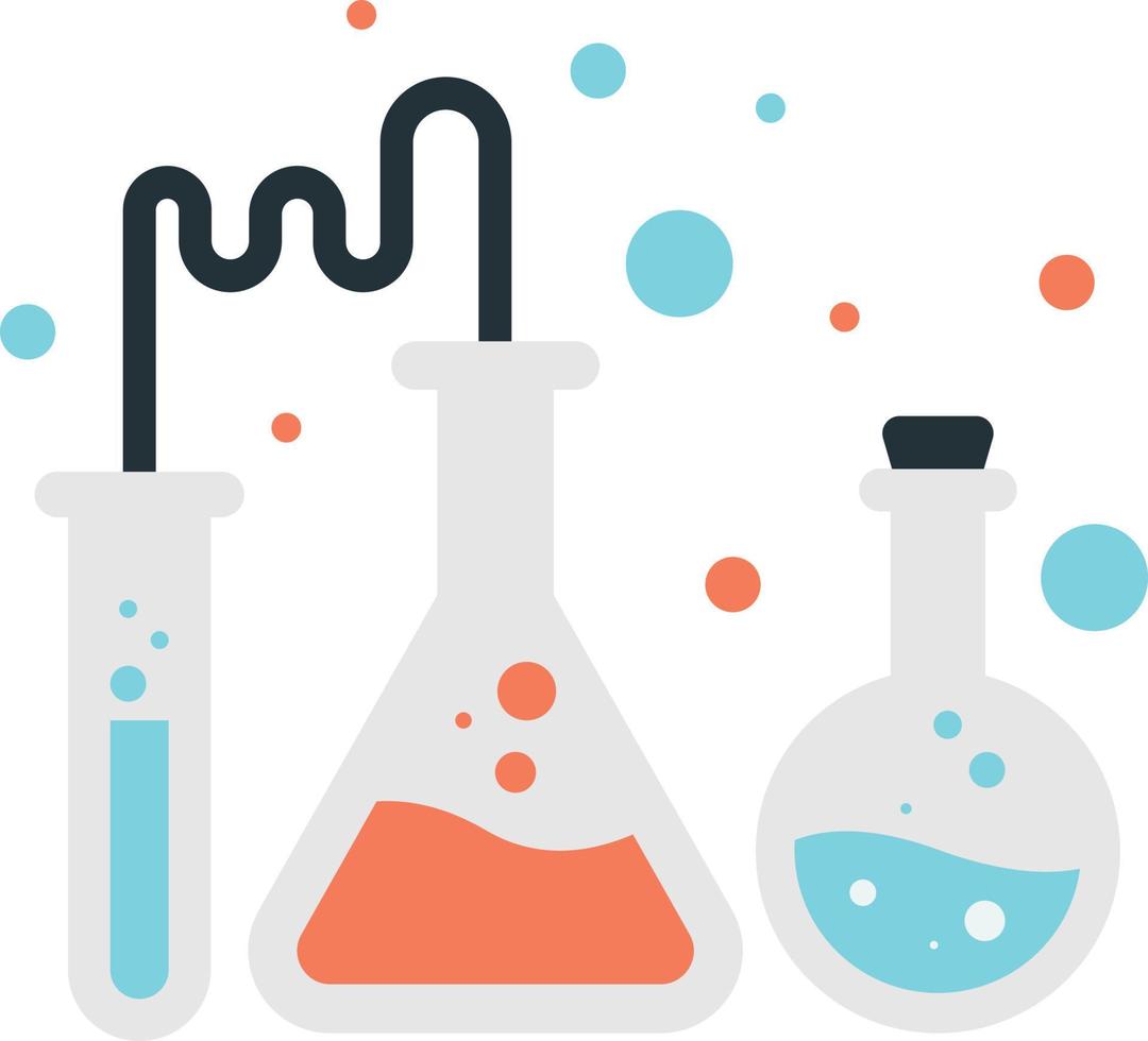 chemical experiments and test tubes illustration in minimal style vector