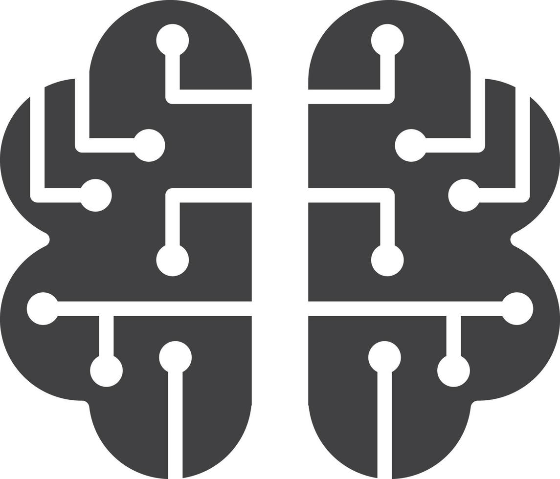 brain and circuit board illustration in minimal style vector