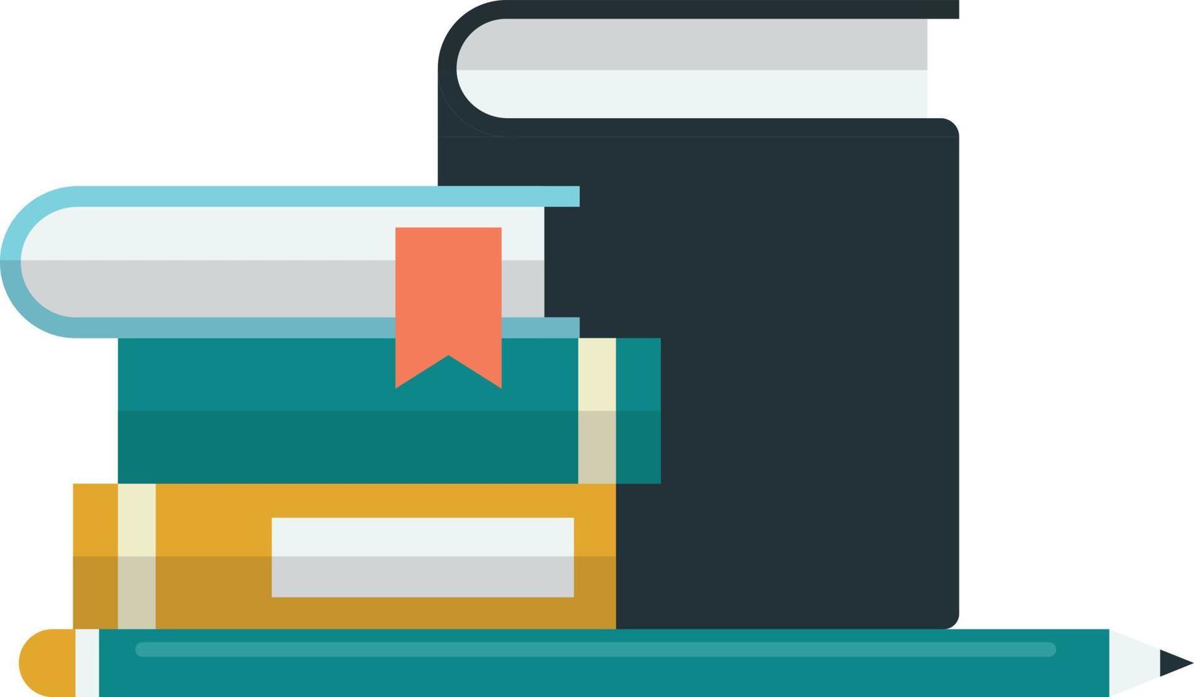 stack of books on the shelf illustration in minimal style vector