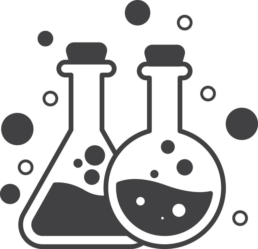 chemical experiments and test tubes illustration in minimal style vector