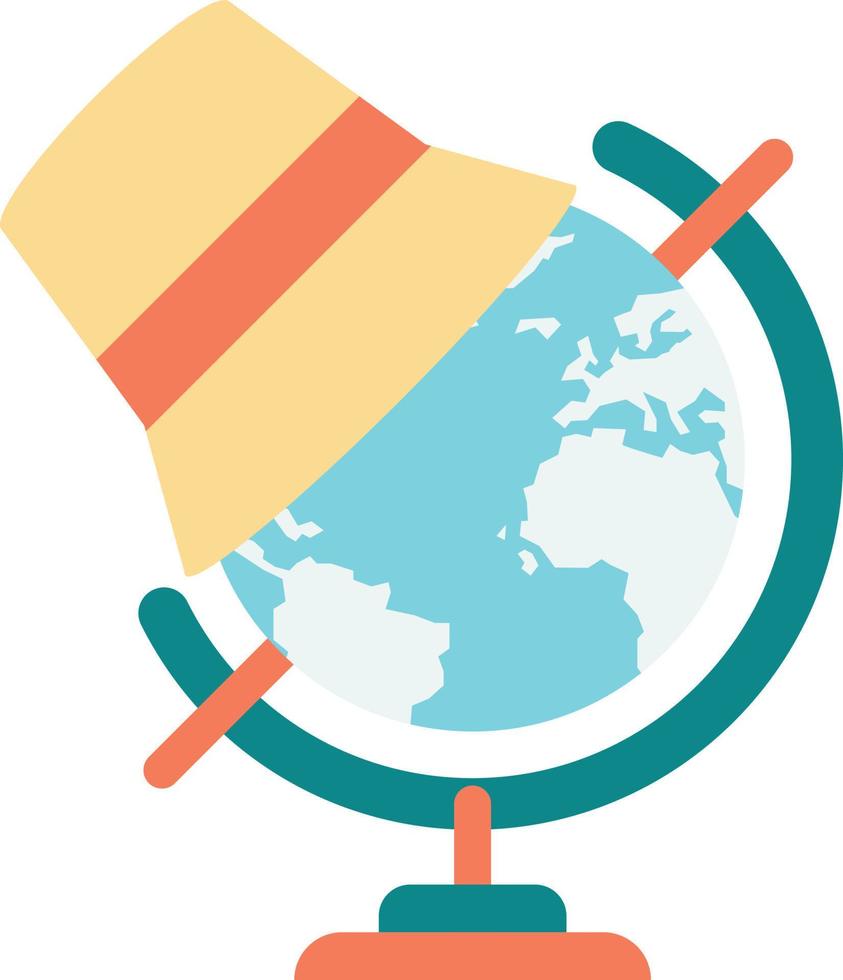 globe model and tourist hat illustration in minimal style vector