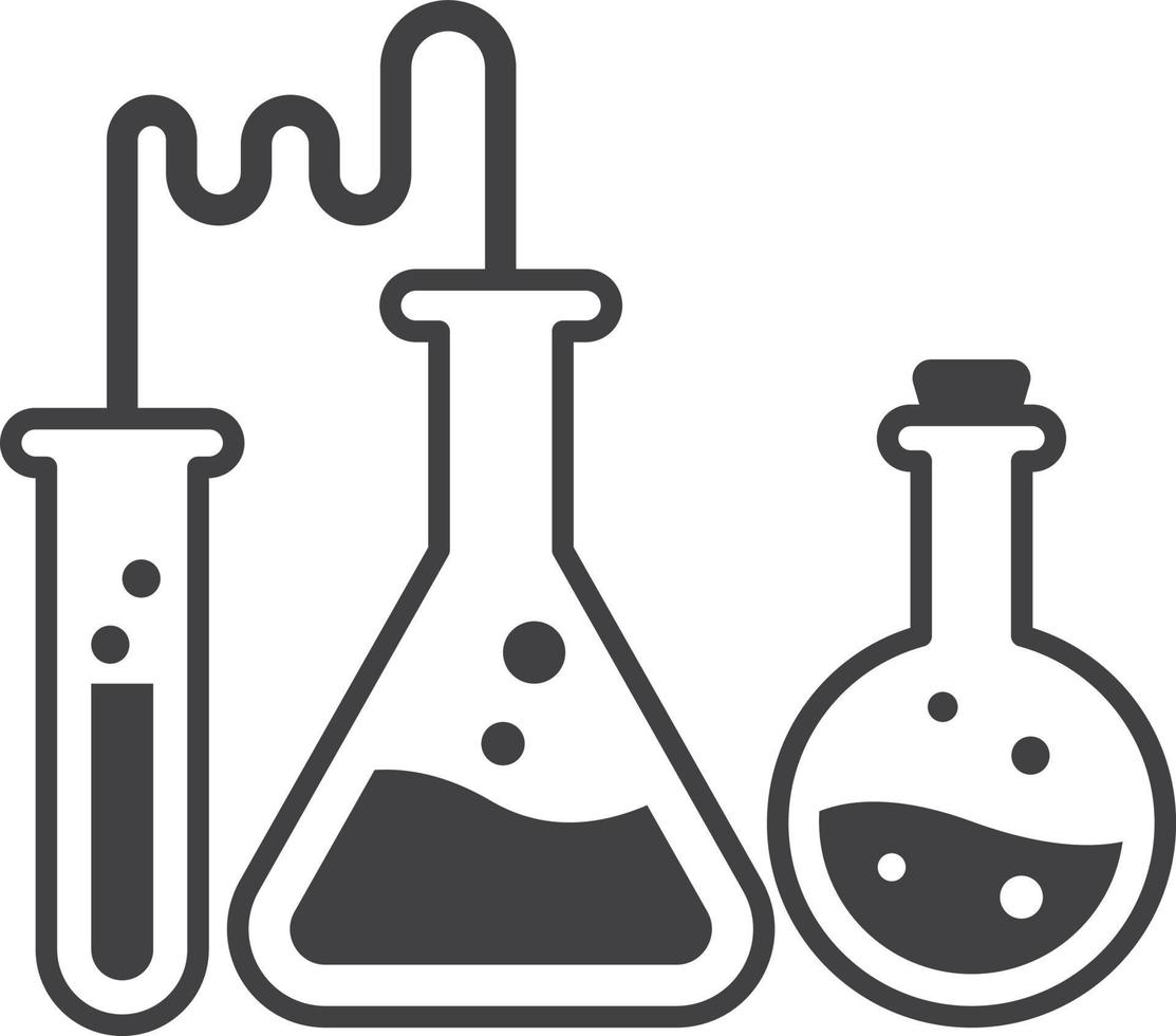 chemical experiments and test tubes illustration in minimal style vector