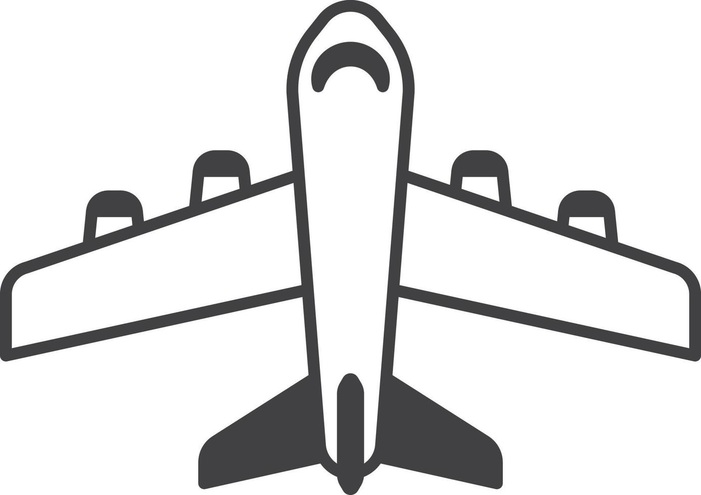 airplane from above illustration in minimal style vector