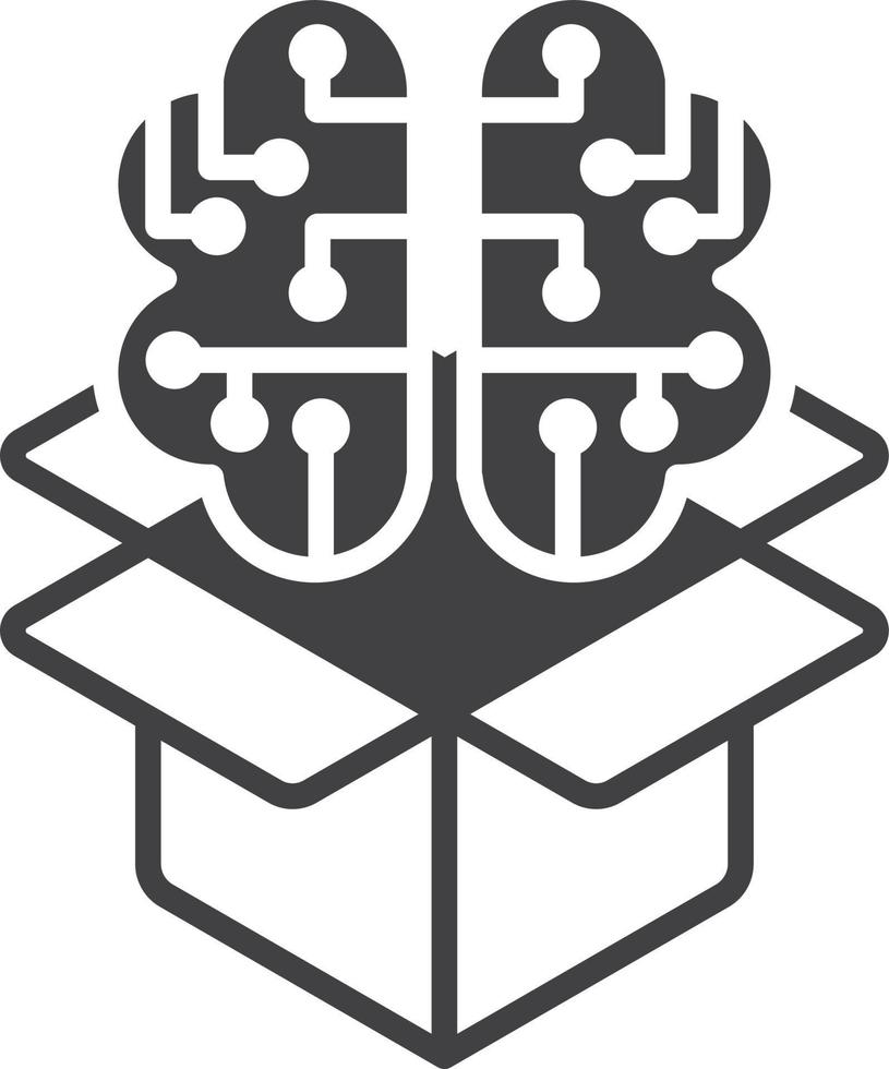 box and brain illustration in minimal style vector