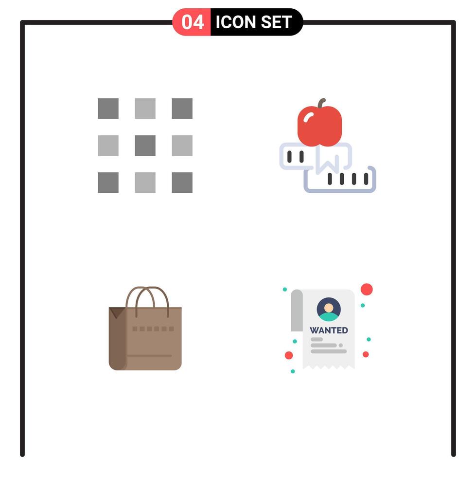 Group of 4 Flat Icons Signs and Symbols for buttons university lock knowledge handbag Editable Vector Design Elements