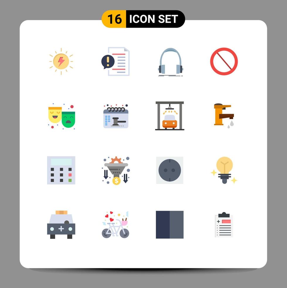 grupo de símbolos de iconos universales de 16 colores planos modernos de basura denegar archivo bin monitor paquete editable de elementos creativos de diseño de vectores
