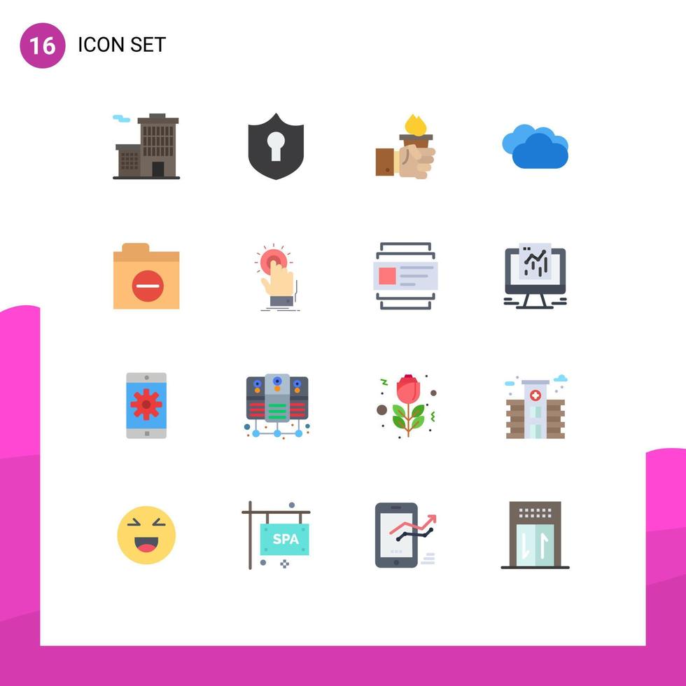 Universal Icon Symbols Group of 16 Modern Flat Colors of detail folder leader rainy weather forecast Editable Pack of Creative Vector Design Elements