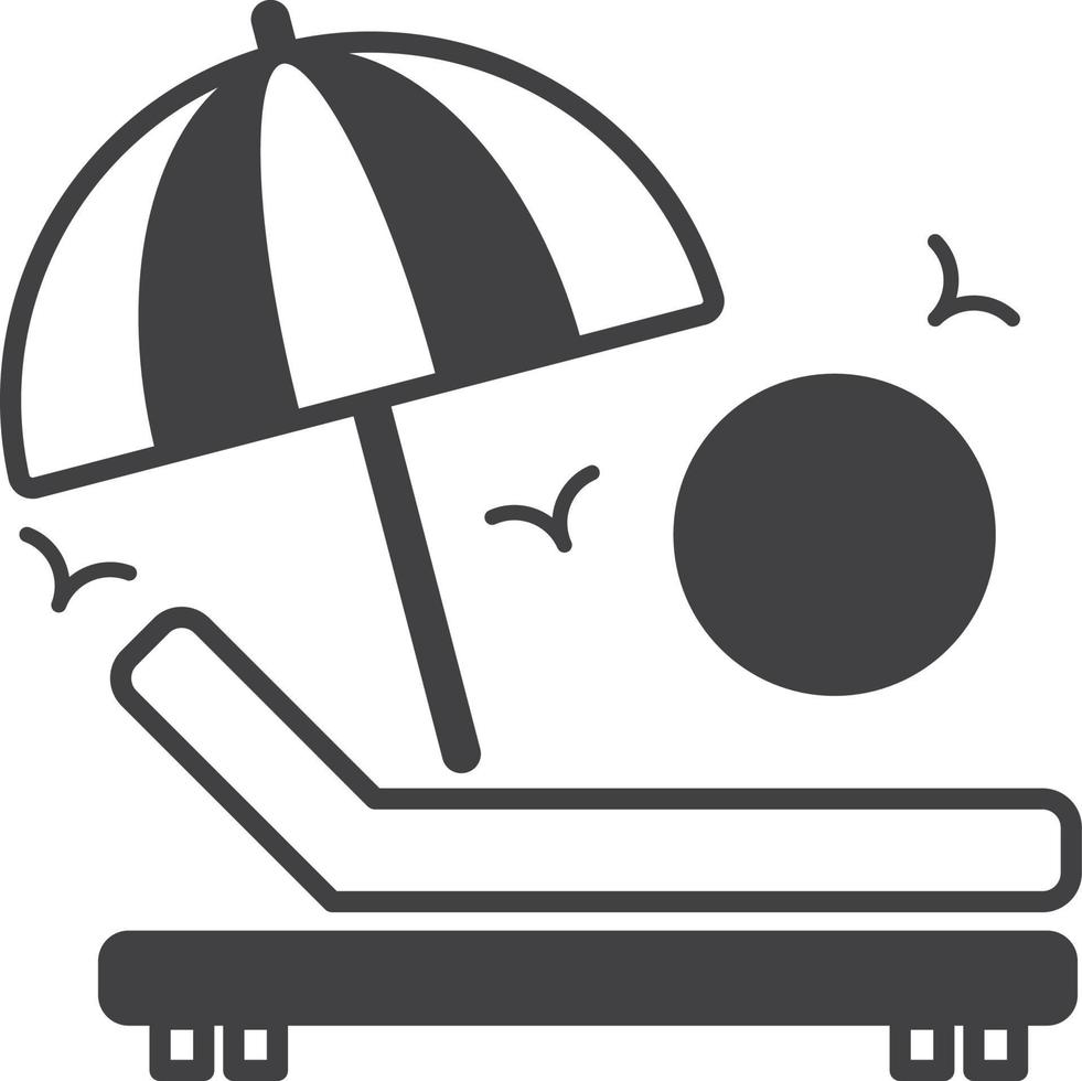 Beach beds and umbrellas illustration in minimal style vector