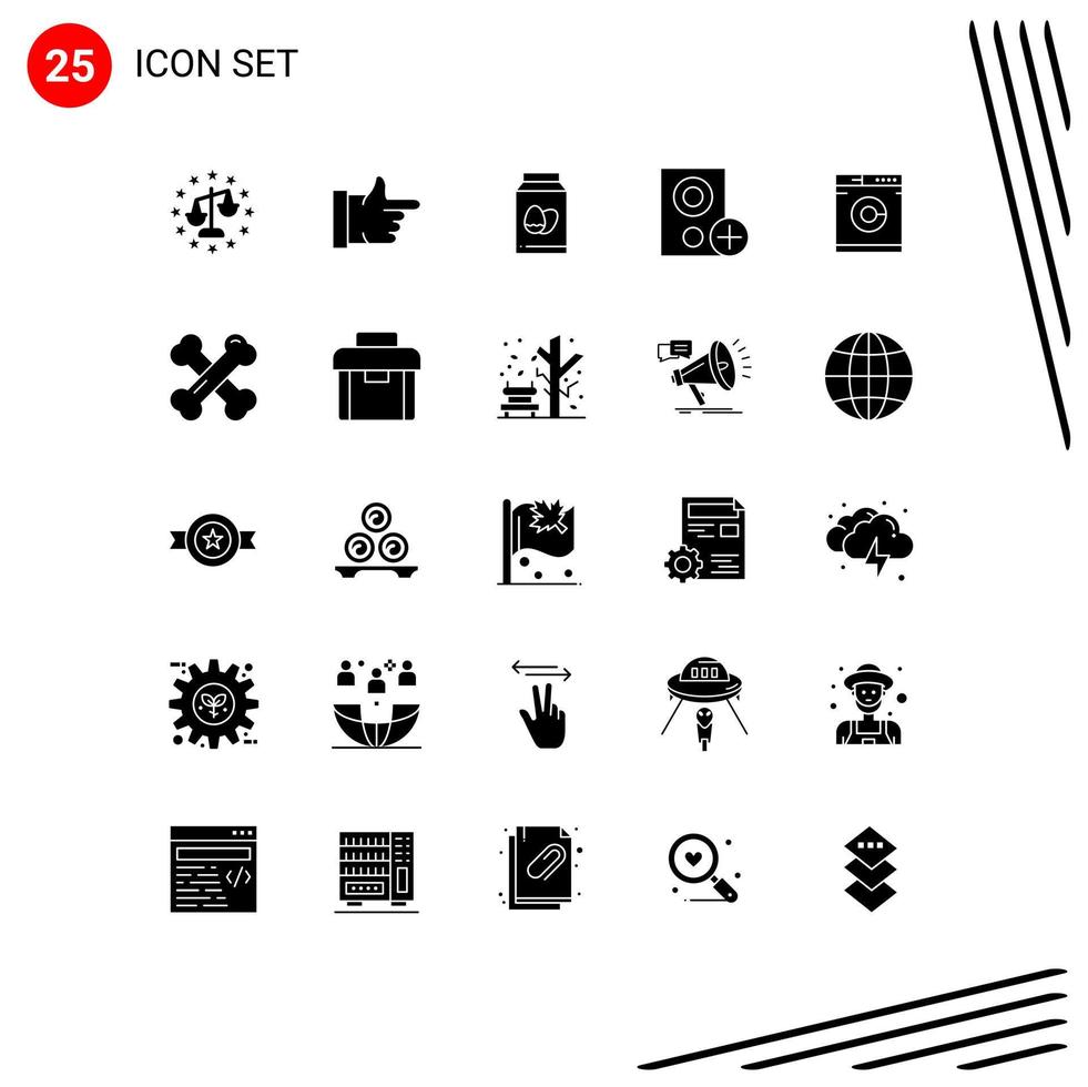 Mobile Interface Solid Glyph Set of 25 Pictograms of machine add bottle hardware devices Editable Vector Design Elements
