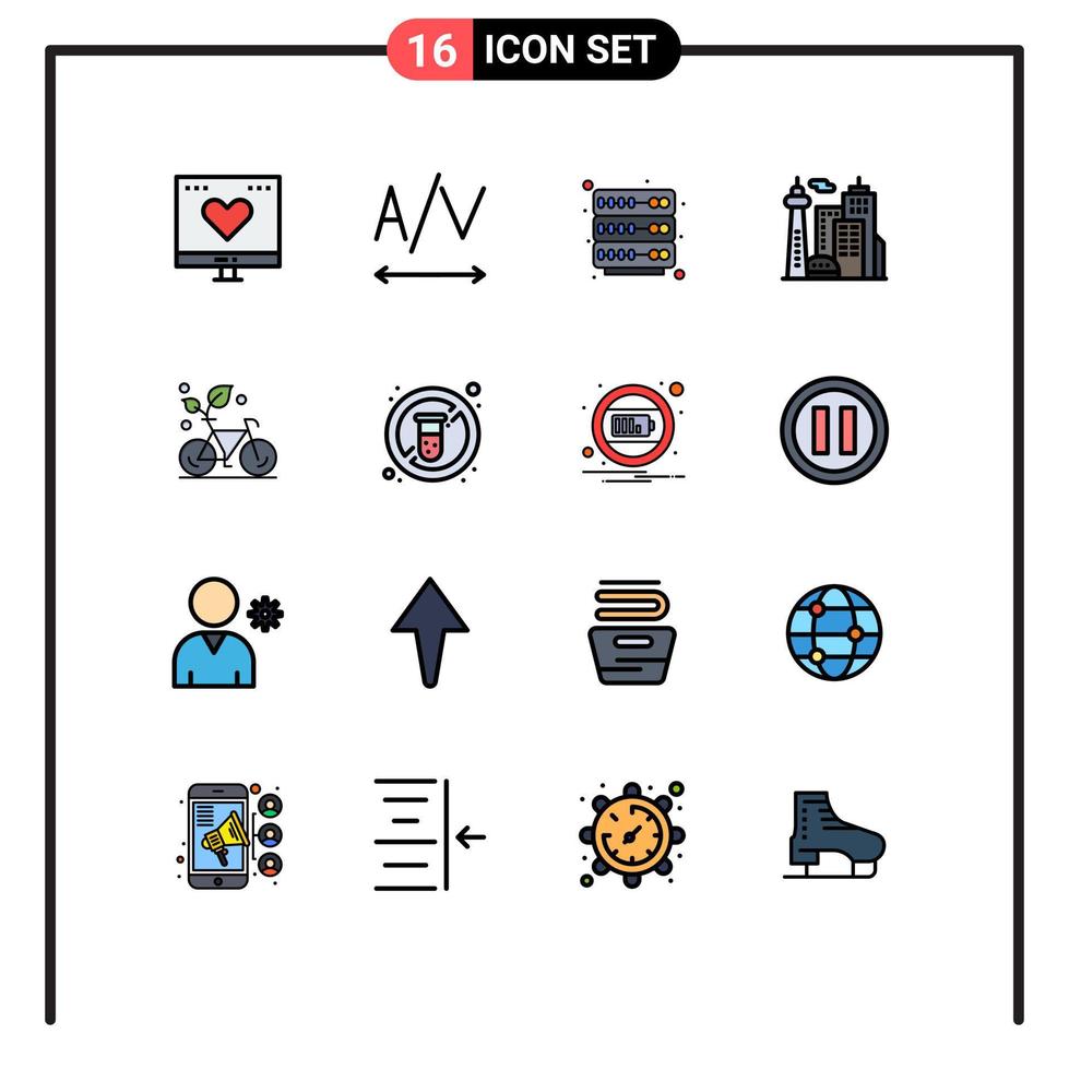 16 iconos creativos signos y símbolos modernos de elementos de diseño de vectores creativos editables de punto de referencia de ciclo de estante ecológico de planta