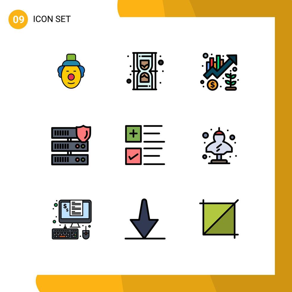 9 iconos creativos signos y símbolos modernos de crecimiento de seguridad de garrapatas datos seguros elementos de diseño vectorial editables vector