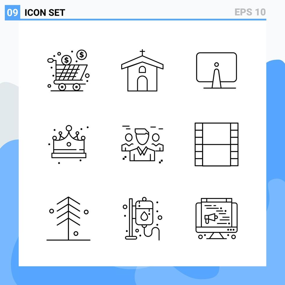 Modern 9 Line style icons. Outline Symbols for general use. Creative Line Icon Sign Isolated on White Background. 9 Icons Pack. vector
