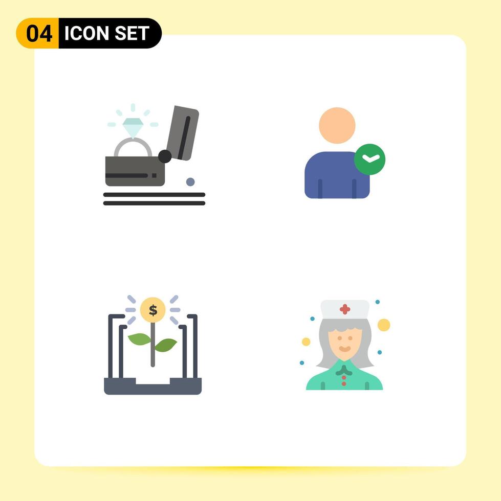 Pictogram Set of 4 Simple Flat Icons of celebration banking proposal user economy Editable Vector Design Elements