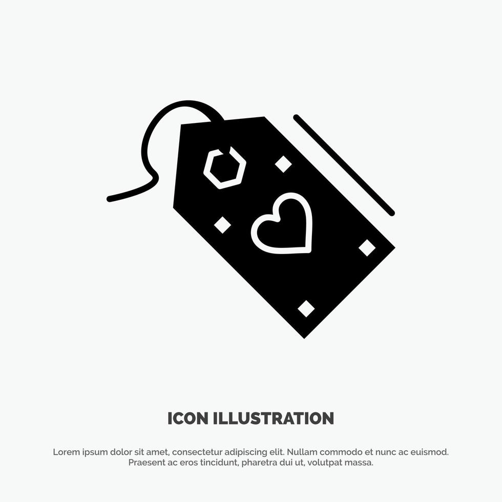 Tag Sale Valentine Discount Offer solid Glyph Icon vector