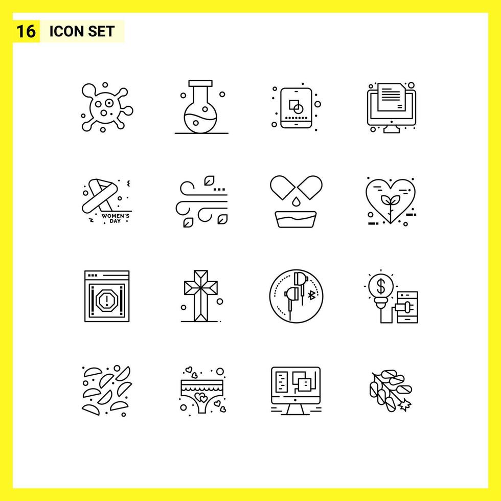16 Universal Outline Signs Symbols of breast cancer paper design test exam Editable Vector Design Elements