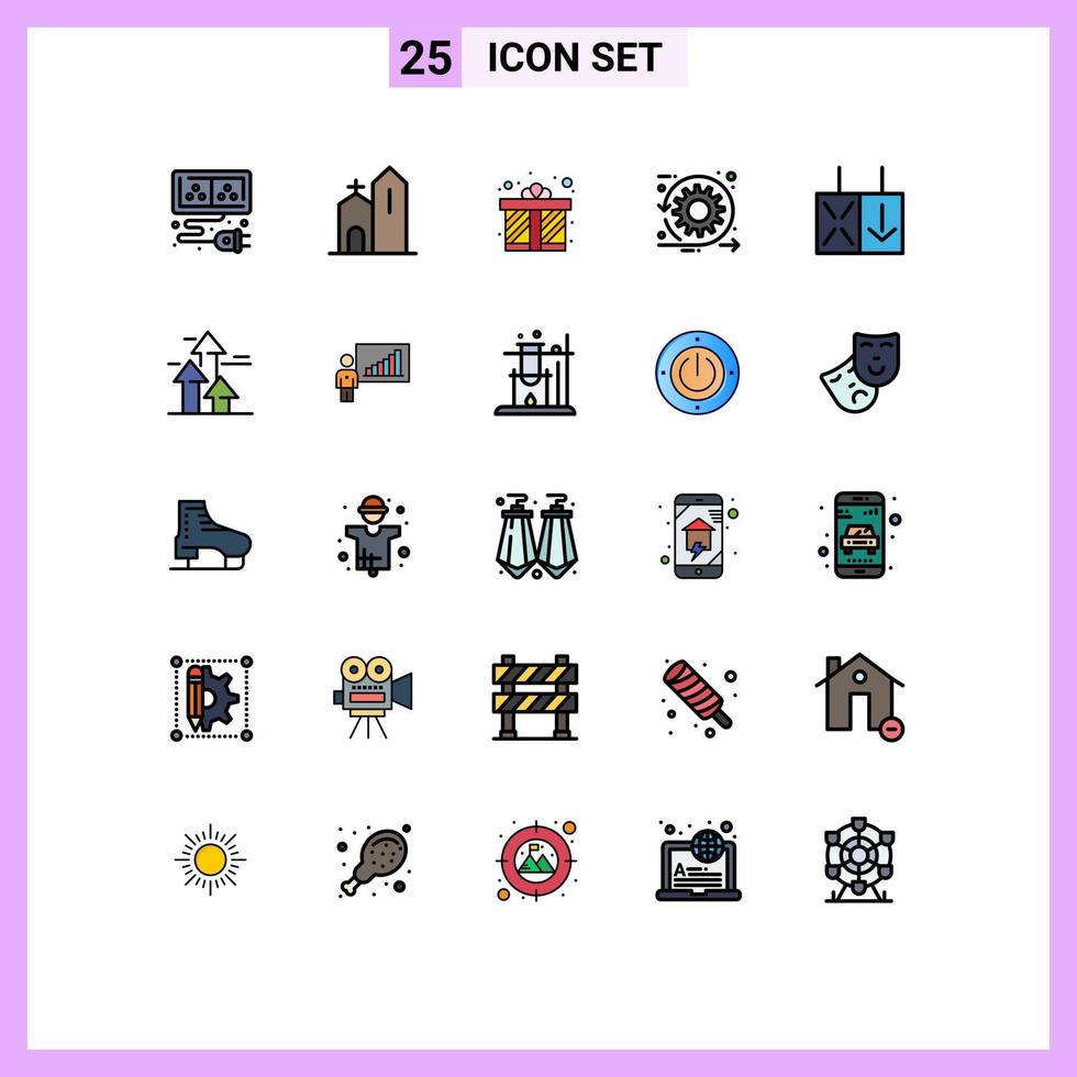 Mobile Interface Filled line Flat Color Set of 25 Pictograms of time scrum monastery development love Editable Vector Design Elements