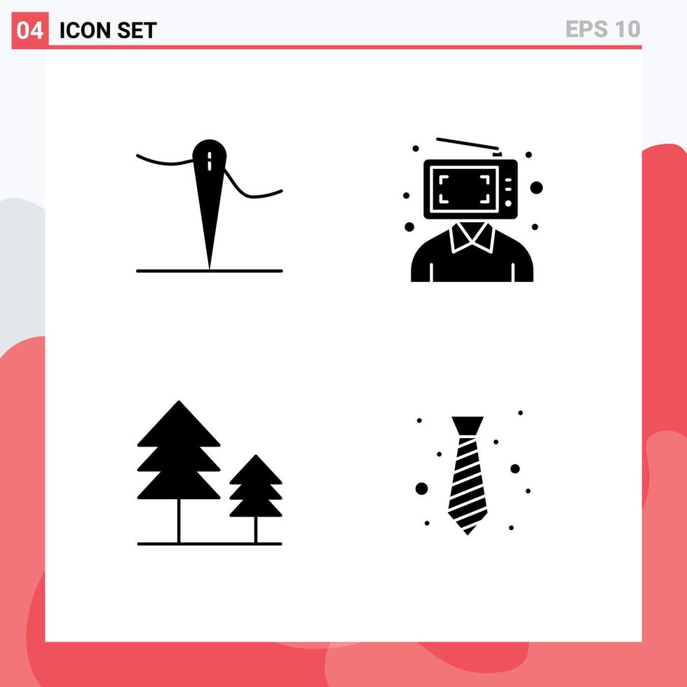 Solid Glyph Pack of 4 Universal Symbols of handmade holiday content man dress Editable Vector Design Elements