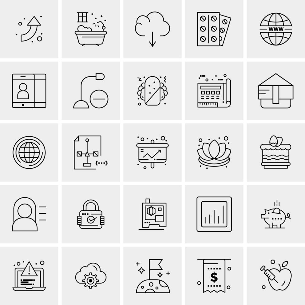 25 iconos de negocios universales vector ilustración de icono creativo para usar en proyectos relacionados con la web y dispositivos móviles