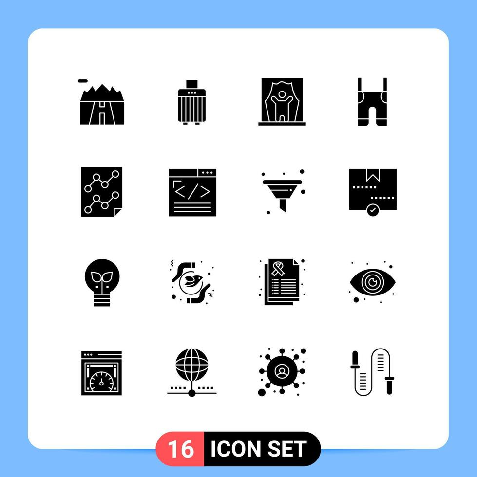 Universal Icon Symbols Group of 16 Modern Solid Glyphs of straps clothes actor braces professional artist Editable Vector Design Elements