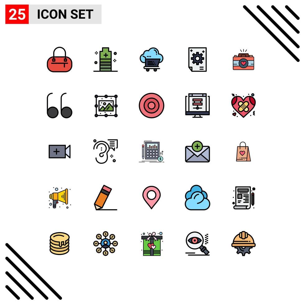 Modern Set of 25 Filled line Flat Colors and symbols such as camera creative cloud corporate business Editable Vector Design Elements