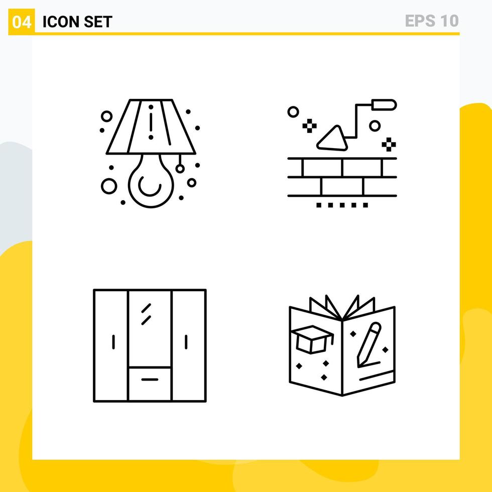 Collection of 4 Universal Line Icons. Icon Set for Web and Mobile. vector