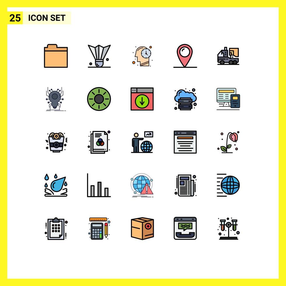 Mobile Interface Filled line Flat Color Set of 25 Pictograms of digital artificial human pad lock location Editable Vector Design Elements