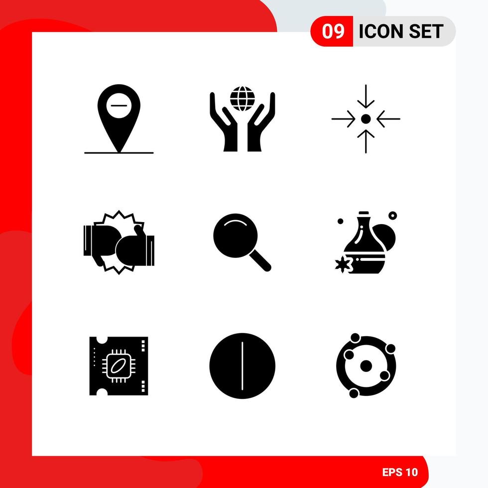 9 Universal Solid Glyphs Set for Web and Mobile Applications jug ui box search gloves Editable Vector Design Elements