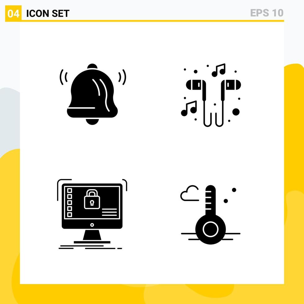 Collection of 4 Universal Solid Icons. Icon Set for Web and Mobile. vector