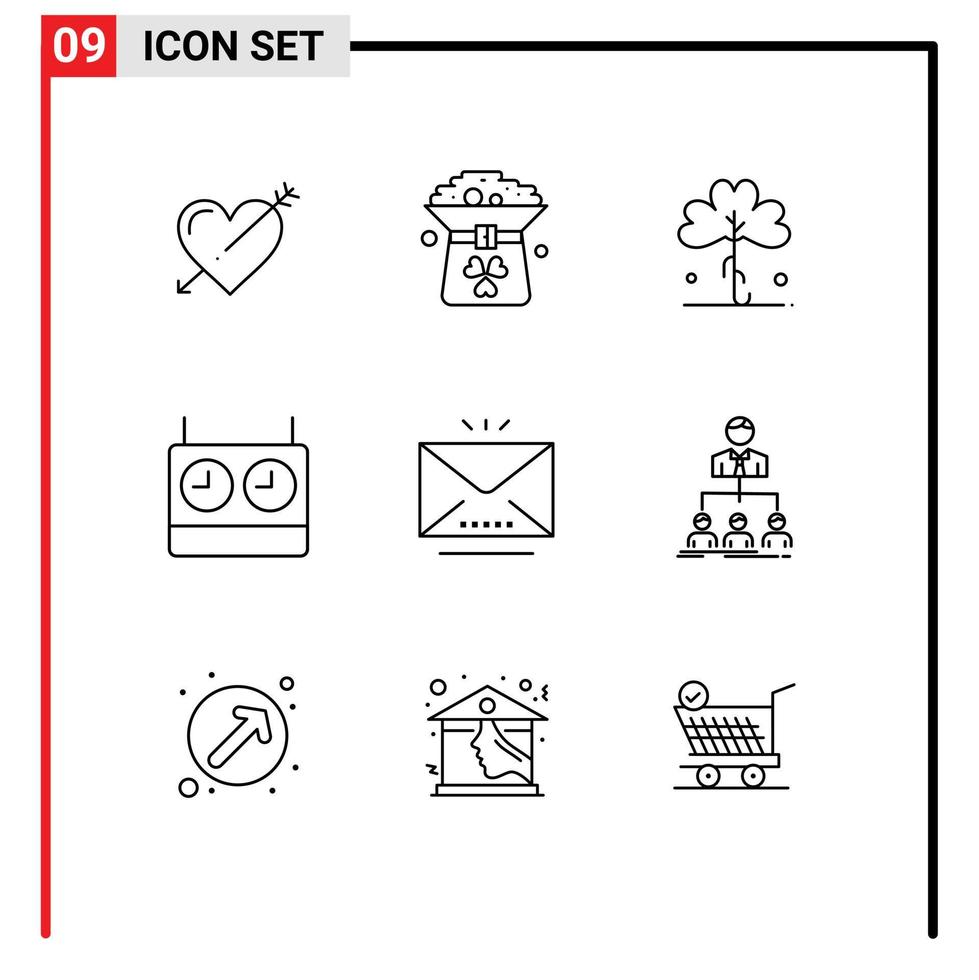 Set of 9 Vector Outlines on Grid for timer chess hat plant ireland Editable Vector Design Elements